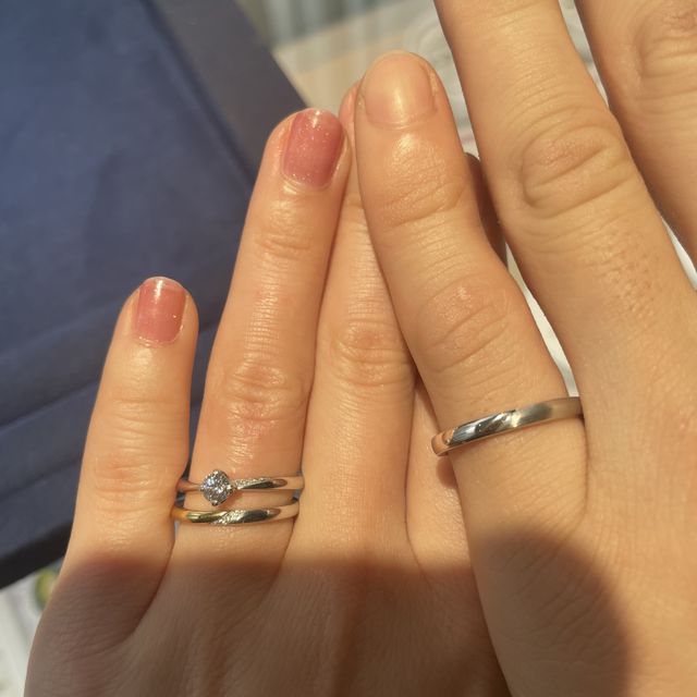 【Princess Bijou(プリンセス・ビジュー)の口コミ】 もともと、女性側の結婚指輪は1粒でもよいので石が入っていてできればコン…