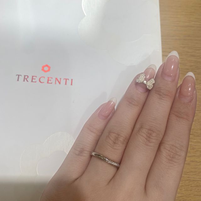 【TRECENTI(トレセンテ)の口コミ】 トラセンテさんのリングは内甲丸の作りで、それまで試着してきた他店のリ…