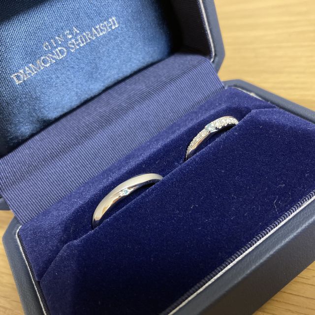 【銀座ダイヤモンドシライシの口コミ】 職業柄、アクセサリーの着用はできないので、休日のみの指輪着用となる予…