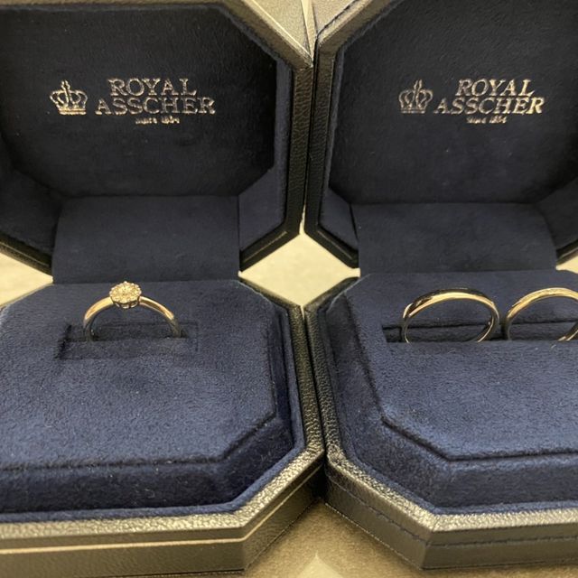 【ROYAL ASSCHER(ロイヤル・アッシャー)の口コミ】 婚約指輪は可愛らしく、ダイヤの大きいデザインだったことが選んだ決め手…