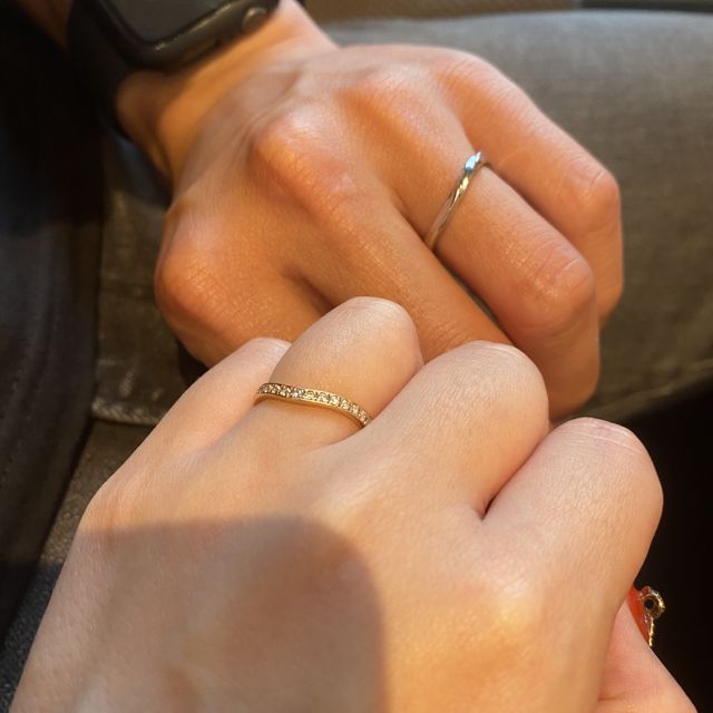 【I's stone(アイズストーン)の口コミ】 元々私も彼もピンクゴールドで探していて私は最初にダイヤモンドが好きと…