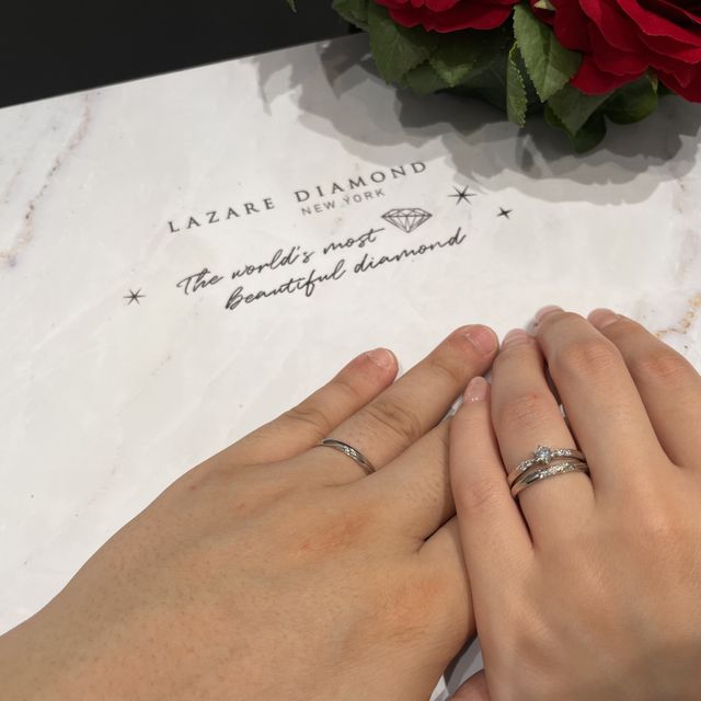 【ラザール ダイヤモンド(LAZARE DIAMOND)の口コミ】 指輪のデザイン、ダイヤモンドの美しさが決めてでした。価格も某ブランド…