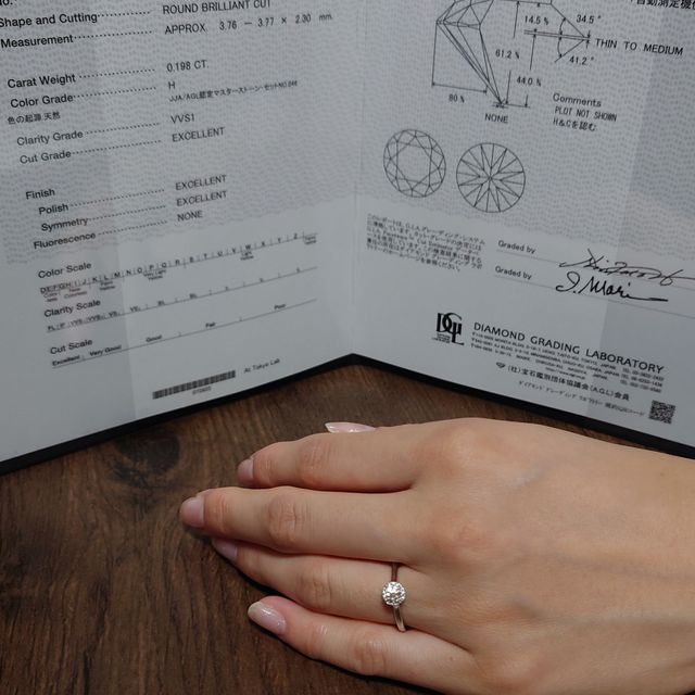 【銀座ダイヤモンドシライシの口コミ】 リングデザインは原石小さくても、映えるように原石周辺にダイヤモンドが…