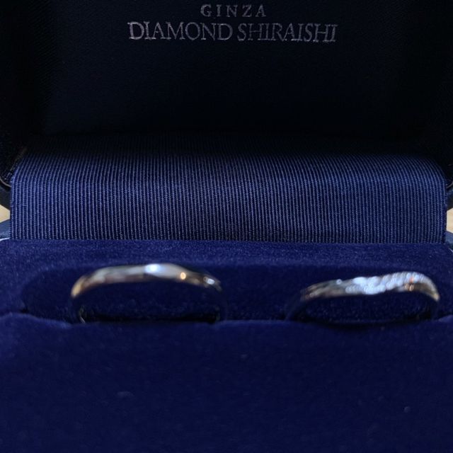 【銀座ダイヤモンドシライシの口コミ】 デザインが綺麗で素敵でした。ペアのリングにしませんでしたが、それぞれ…