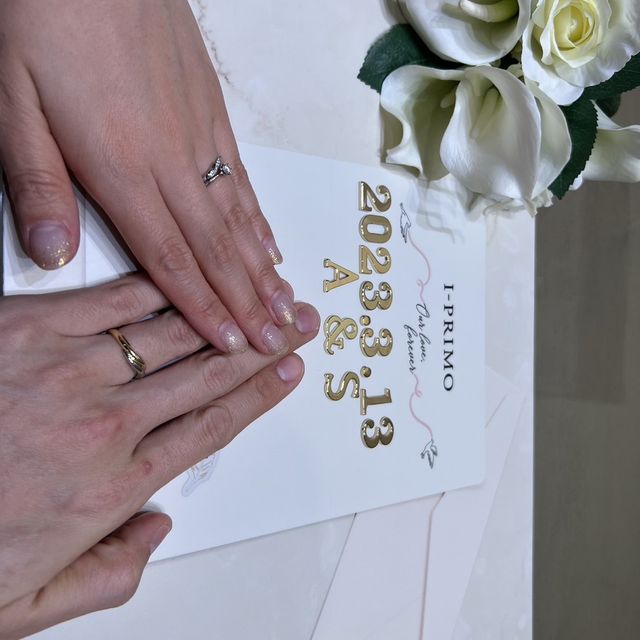 【アイプリモ(I-PRIMO)の口コミ】 2人で合うデザインが他店でなかなか見つからず、彼が婚約指輪を選んでくれ…