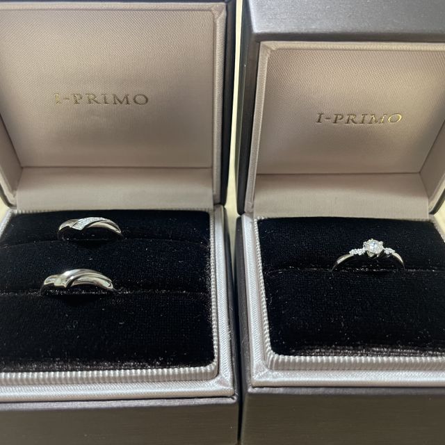 【アイプリモ(I-PRIMO)の口コミ】 婚約指輪と結婚指輪を重ね付けした時に、デザインが合うもので探していま…