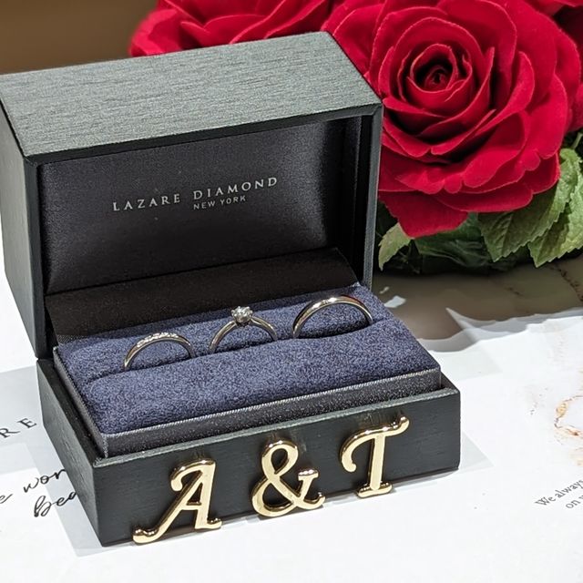 【ラザール ダイヤモンド(LAZARE DIAMOND)の口コミ】 旦那は太い指輪がよくて私は細い指輪が良かったので好きな太さを選べると …