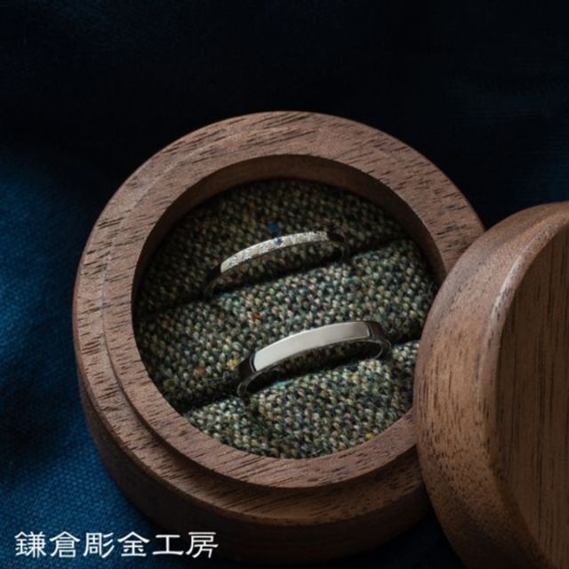 【ふたりでつくる結婚指輪】メンズpt900&レディースK18WG(クリア仕上げ)