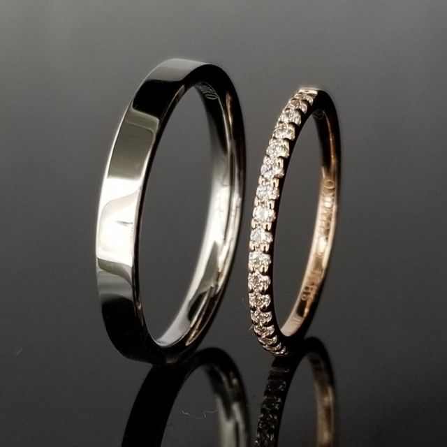 平打ちとハーフエタニティーが素敵な結婚指輪