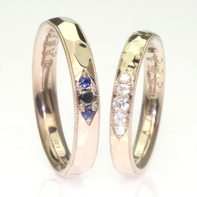 平甲丸ストレート/槌目加工/ミル打ち加工/ダイヤ・サファイヤ