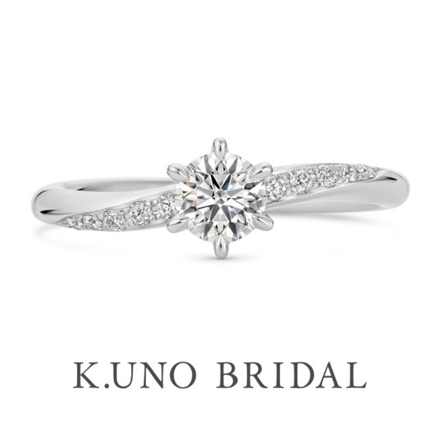 【パーチェ】10ピースのメレダイヤモンドをあしらったエンゲージリング