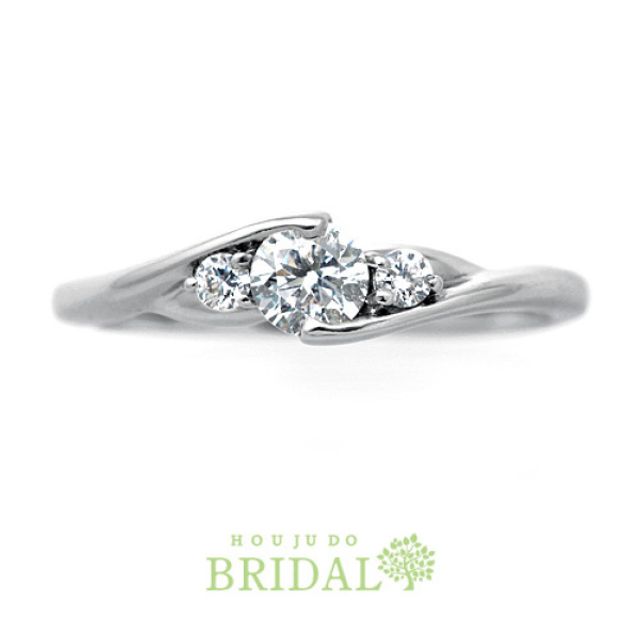 【宝寿堂】両脇に小さなメレが可愛いフェミニンな細身ウェーブリング《HD1790》