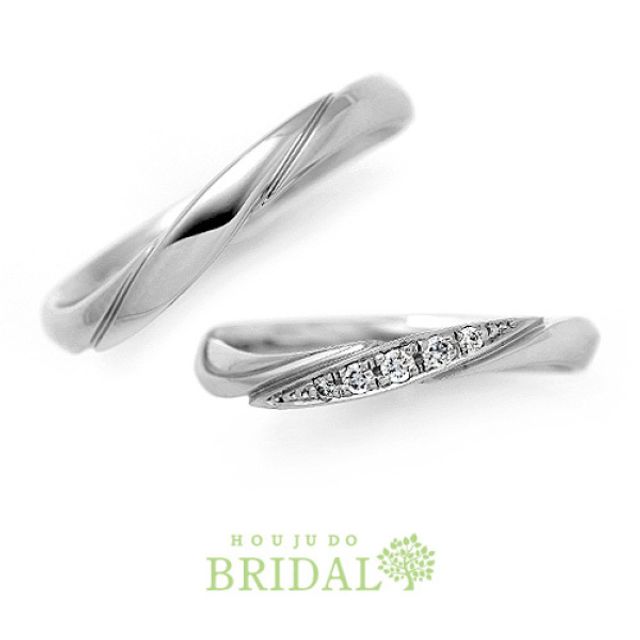 【宝寿堂】流れるような装飾ラインにダイヤが4粒《HM1558l/HD1558s》