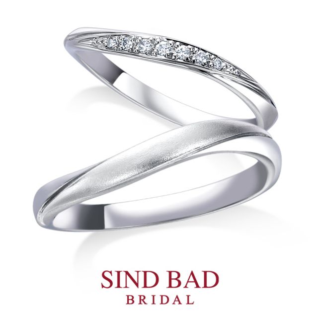 【琉川　るかわ】７石のダイヤとマット加工の対照的なハーモニー 幅2mm&幅2.8mm