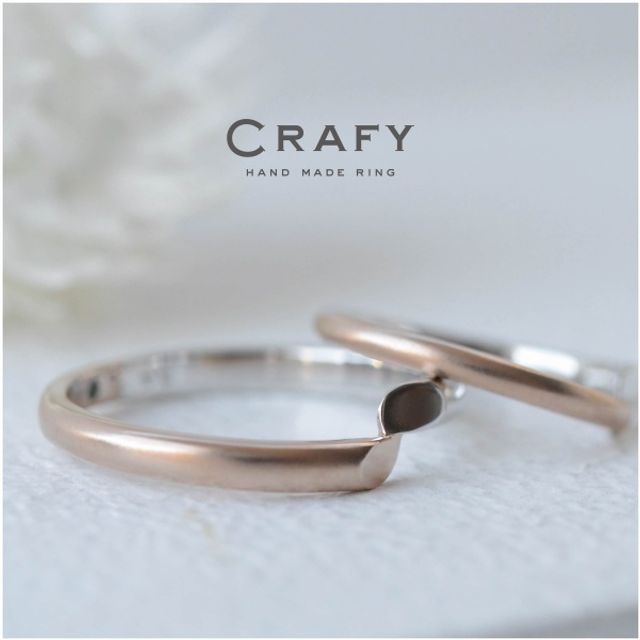 【ふたりで手作り】K18ピンク・プラチナのコンビリングも手作りで