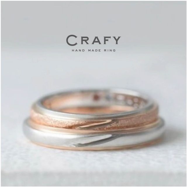 【ふたりで手作り】オーダーも手作りも！ピンクとプラチナのコンビリング