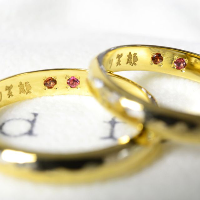 【手作り結婚指輪当日コース】手描き文字レーザー彫刻を施した手作り結婚指輪