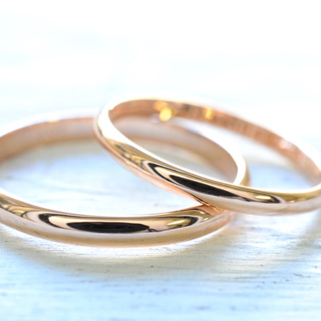【手作り結婚指輪当日コース】18金ピンクゴールド甲丸デザインの手作り結婚指輪