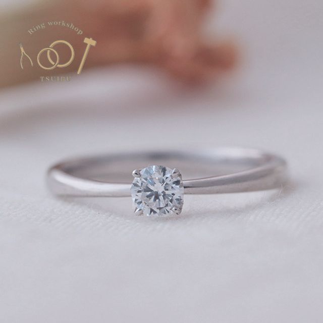 【想いを込めた手作り婚約指輪】プラチナ・甲丸型・4本爪・鏡面仕上げ